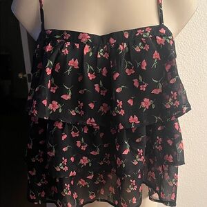 Forever 21 Black Floral Tank Top